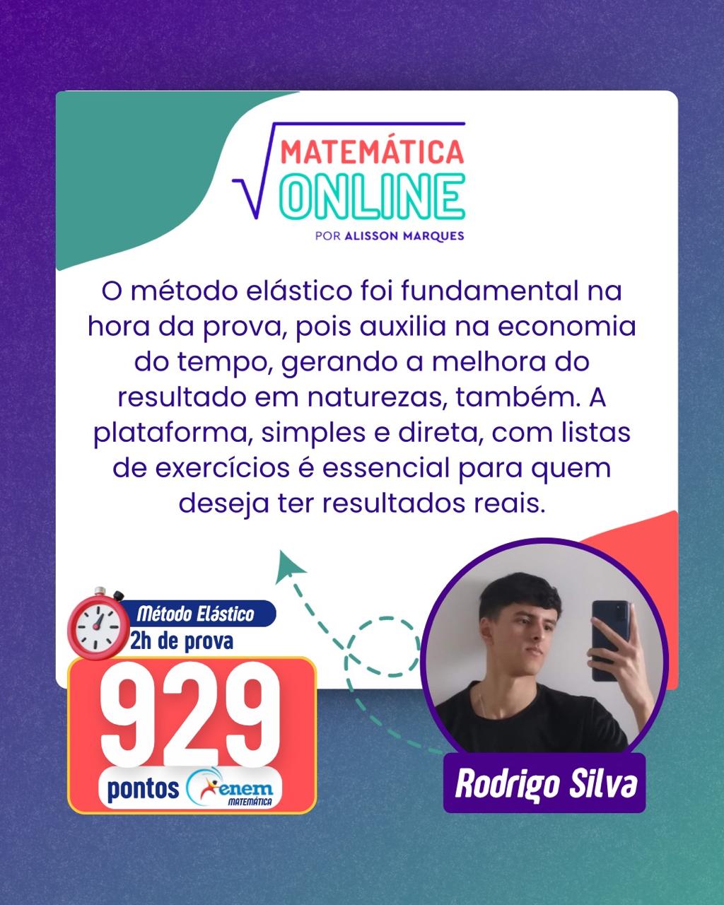 Depoimento de Rodrigo Silva — 929 pontos · prova em 2h